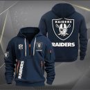 Las Vegas Raiders White Logo NFL Quarter Zip Hoodie Genxprint