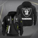 Las Vegas Raiders White Logo NFL Quarter Zip Hoodie Genxprint