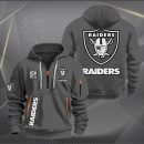 Las Vegas Raiders White Logo NFL Quarter Zip Hoodie Genxprint