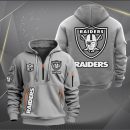 Las Vegas Raiders White Logo NFL Quarter Zip Hoodie Genxprint