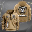Las Vegas Raiders White Logo NFL Quarter Zip Hoodie Genxprint