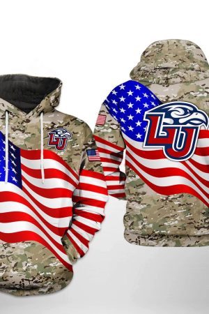 Liberty Flames NCAA US Flag Camo Veteran Hoodie Genxprint