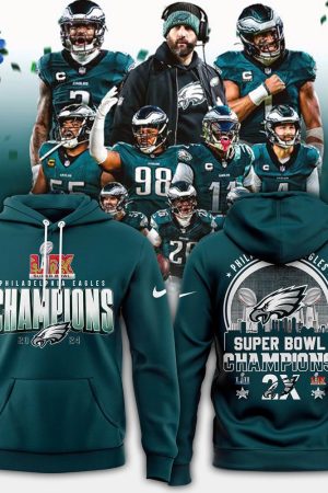 Limited Philadelphia Eagles Super Bowl LIX Champions 2025 Midnight Green Hoodie Genxprint