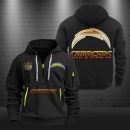 Los Angeles Chargers Golden Logo NFL Quarter Zip Hoodie Genxprint