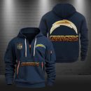 Los Angeles Chargers Golden Logo NFL Quarter Zip Hoodie Genxprint