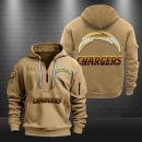 Los Angeles Chargers Golden Logo NFL Quarter Zip Hoodie Genxprint