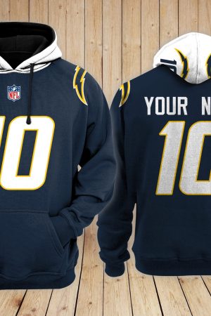 Los Angeles Chargers Personalized Name And Number NFL 3D Hoodie Style Genxprint
