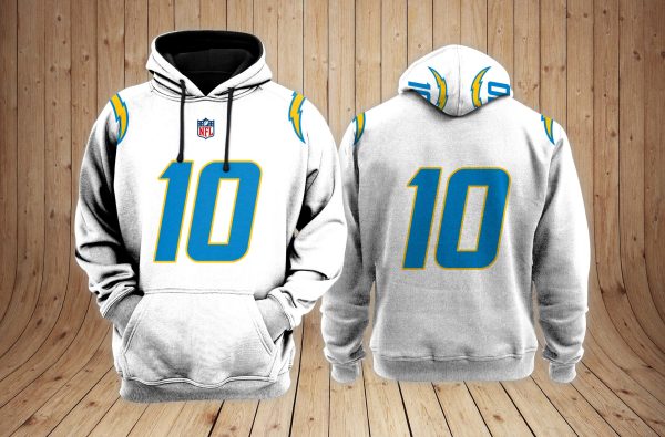 Los Angeles Chargers Personalized Name And Number NFL 3D Hoodie Style Genxprint
