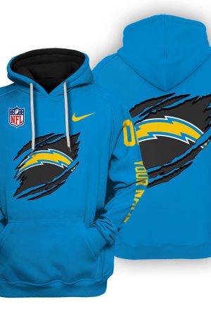 Los Angeles Chargers Scratch Logo NFL 3D Hoodie Style Genxprint
