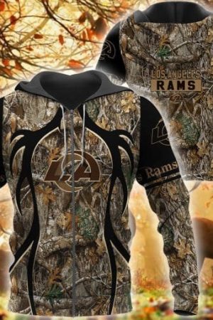 Los Angeles Rams Hunting Camo Football 3D printed Sweatshirt Hoodie Zipped Hoodie Genxprint