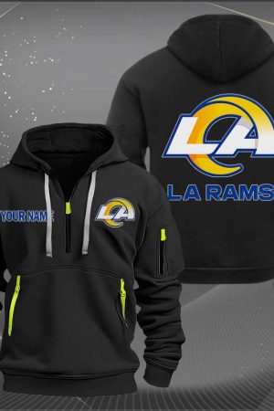 Los Angeles Rams Logo NFL Quarter Zip Hoodie Style Genxprint