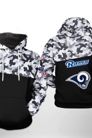 Los Angeles Rams NFL Camo Veteran Team Hoodie Zip Hoodie Genxprint