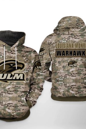 Louisiana Monroe Warhawks NCAA Camo Veteran Hoodie Genxprint