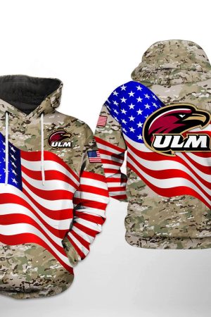 Louisiana Monroe Warhawks NCAA US Flag Camo Veteran Hoodie Genxprint