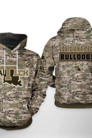 Louisiana Tech Bulldogs NCAA Camo Veteran Hoodie Genxprint