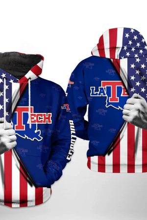 Louisiana Tech Bulldogs NCAA US Flag Hoodie Genxprint