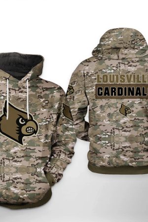 Louisville Cardinals NCAA Camo Veteran Hoodie Genxprint