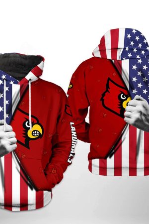 Louisville Cardinals NCAA US Flag Hoodie Genxprint
