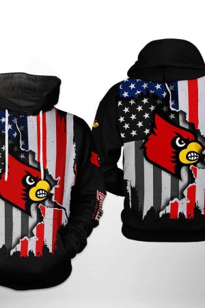 Louisville Cardinals NCAA US Flag Hoodie Genxprint