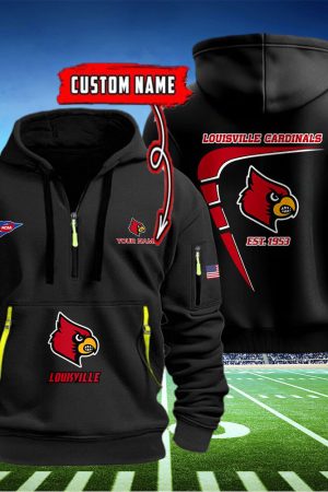 Louisville Cardinals Quarter Zip Hoodie Genxprint