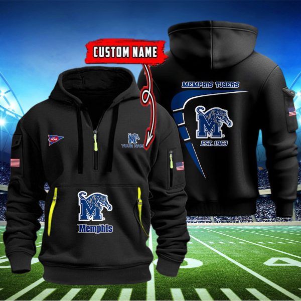 Memphis Tigers Quarter Zip Hoodie Style Genxprint