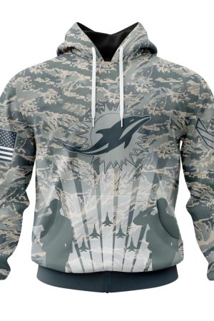 Miami Dolphins Army Camo V3 NFL Football Team Hoodie Genxprint