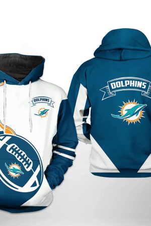 Miami Dolphins Ball Fire V1 NFL Football Team Hoodie Genxprint