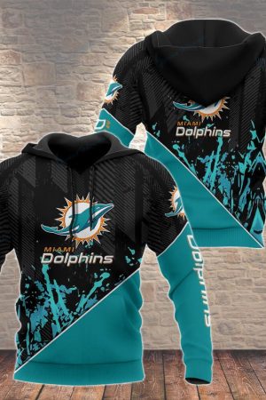Miami Dolphins Black V2 NFL Football Team Hoodie Genxprint