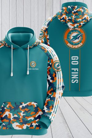 Miami Dolphins Camo V2 NFL Football Team Hoodie Genxprint