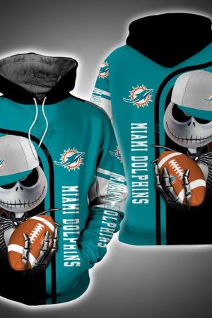 Miami Dolphins Jack Skellington NFL Football Team Hoodie Genxprint