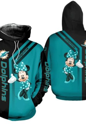 Miami Dolphins Minnie Mouse NFL Football Team Hoodie Genxprint