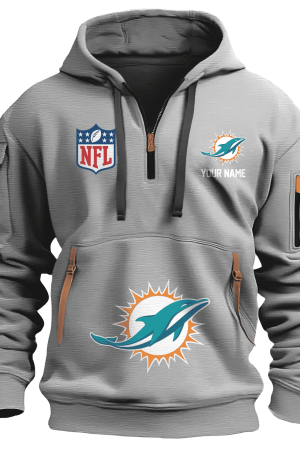 Miami Dolphins Premium NFL Quarter Zip Hoodie Genxprint