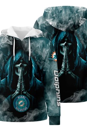 Miami Dolphins Skull 3D All Over Print Hoodie Zip-Up Hoodie Genxprint