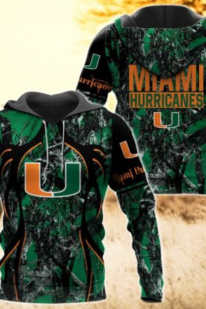Miami Hurricanes Camo Hunting 3D printed Sweatshirt Hoodie Zipped Hoodie Genxprint