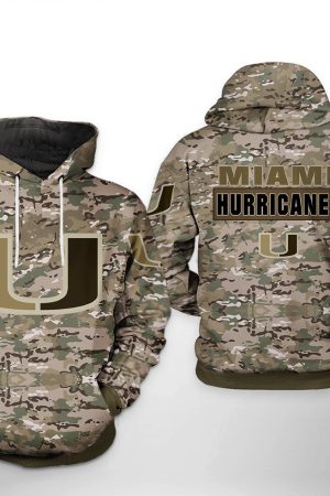 Miami Hurricanes NCAA Camo Hoodie Genxprint