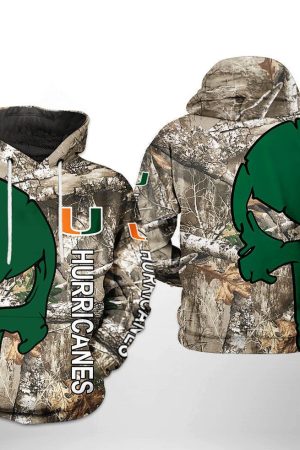 Miami Hurricanes NCAA Camo Veteran Hunting Hoodie Genxprint
