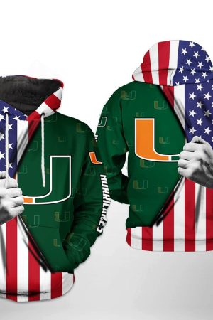 Miami Hurricanes NCAA US Flag Hoodie Style Genxprint
