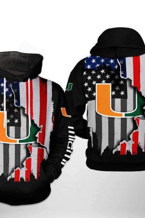 Miami Hurricanes NCAA US Flag Hoodie Style Genxprint