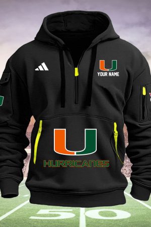 Miami Hurricanes Quarter Zip Hoodie Style Genxprint