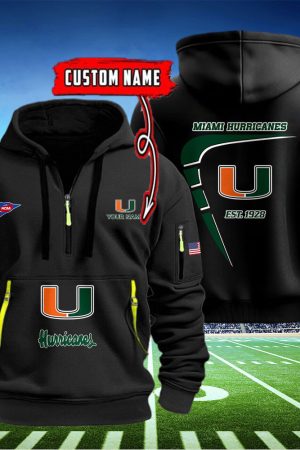 Miami Hurricanes Quarter Zip Hoodie Style Genxprint