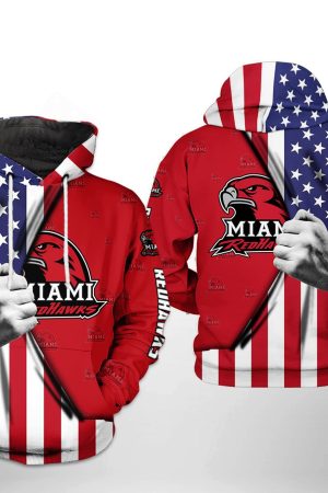 Miami Redhawks NCAA US Flag Hoodie Genxprint