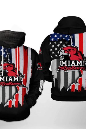 Miami Redhawks NCAA US Flag Hoodie Genxprint