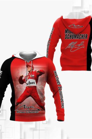 Michael Schumacher Signature Red All Over Print Hoodie Zip Hoodie Genxprint