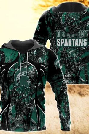 Michigan State Spartans Camo Hunting 3D printed Sweatshirt Hoodie Zipped Hoodie Genxprint