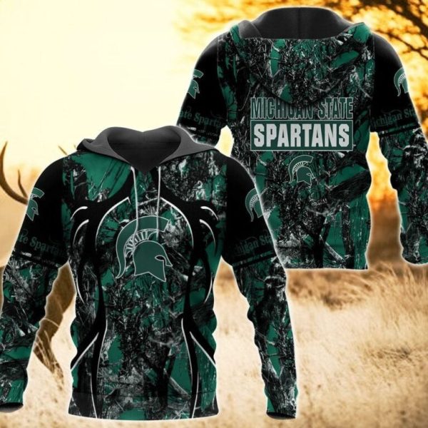 Michigan State Spartans Camo Hunting 3D printed Sweatshirt Hoodie Zipped Hoodie Genxprint