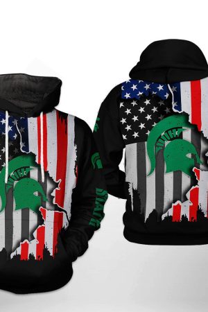 Michigan State Spartans NCAA US Flag Hoodie Genxprint