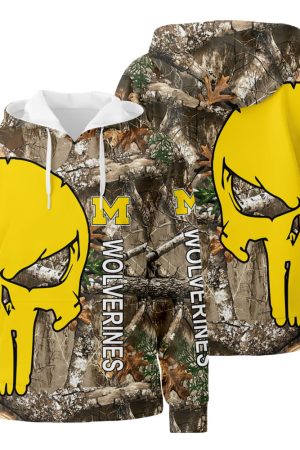 Michigan Wolverines NCAA Camo Veteran Hunting 3D All Over Print Hoodie Zip-Up Hoodie Genxprint