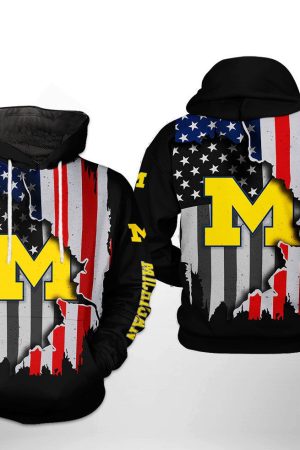 Michigan Wolverines NCAA US Flag Hoodie Style Genxprint