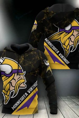 Minnesota Vikings Black V1 NFL Football Team Hoodie Genxprint