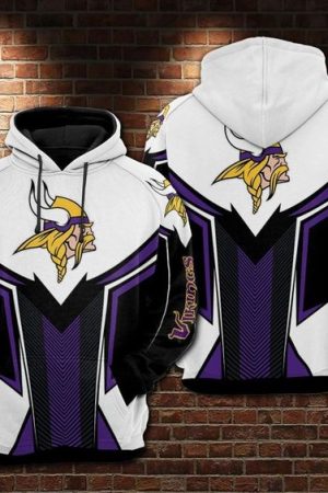 Minnesota Vikings Black White NFL Football Team Hoodie Genxprint